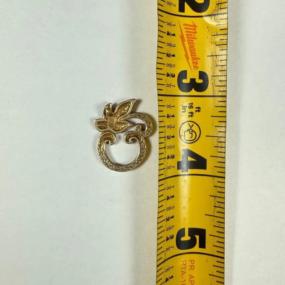 Vintage Gold-Toned Sterling Silver 925 Floral Pendant - 3.08g